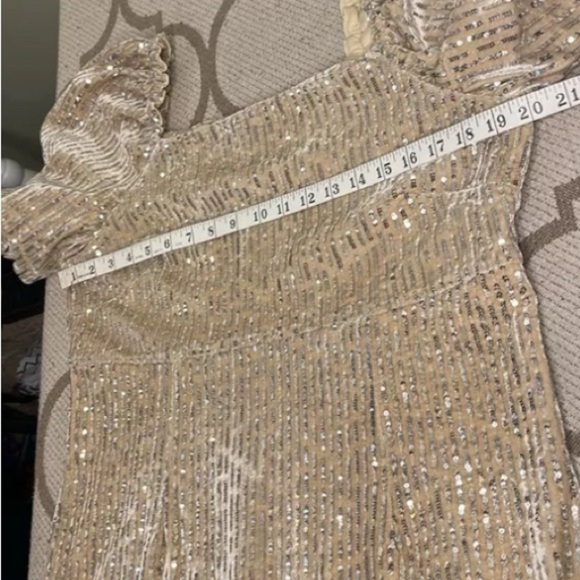 Julia Jordan Women's Ivory Sequin Fit & Flare Velvet Sheath Dress Size 14 - Picture 10 of 16